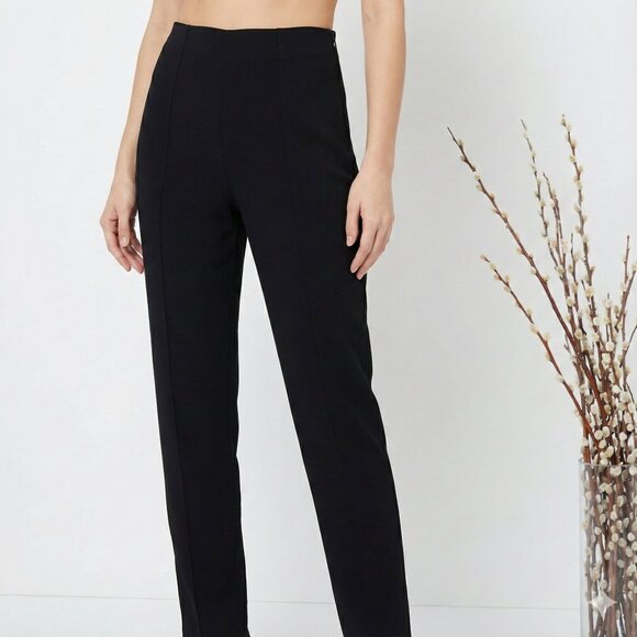 Cinq à Sept Black Slim Pants with Center Front Seam & Side Zip - Picture 1 of 6